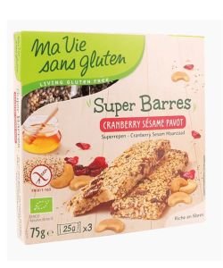 Super Bars - Sesame Poppy Cranberries BIO, 75 g